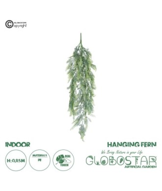 GloboStar® Artificial Garden HANGING FERN 20843 Τεχνητό Διακοσμητικό Κρεμαστό Φυτό Φτέρη Μ25 x Π12 x Υ85cm